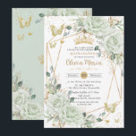 Invitación Sage Verde Mariposas Florales Quinceañera Quince<br><div class="desc">Personalice esta elegante invitación de cumpleaños Quinceañera / Sweet 16 floral verde salvia con elegancia de manera fácil y rápida. Simplemente haga clic en el botón Editar con Herramientas de Diseño para editar aún más los textos, cambiar las fuentes y los colores de las fuentes. Cuenta con suaves flores de...</div>