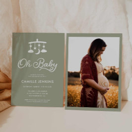 Invitación Sage verde mínimo moderno Oh Baby Shower