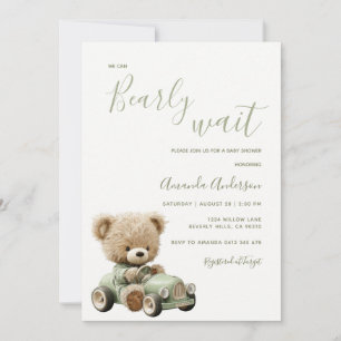 Invitación Sage Verde No Podemos Esperar Bebé Cumple