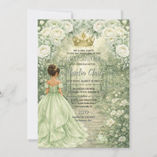 Invitación Sage Verde Princesa y Rana Cuento de Hadas Quincea
