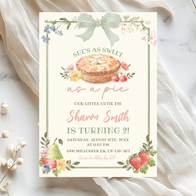 Invitación Sage Verde Rosa Mercado de Granjeros Dulce como un (Subido por el creador)