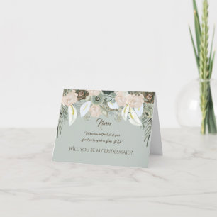 Invitación Sage Verde y Crema de Vainilla para Damas de Honor