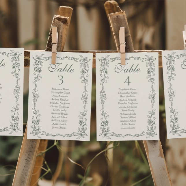 Invitación Sage Victorian Wedding Seating Chart Sign Cards (Subido por el creador)
