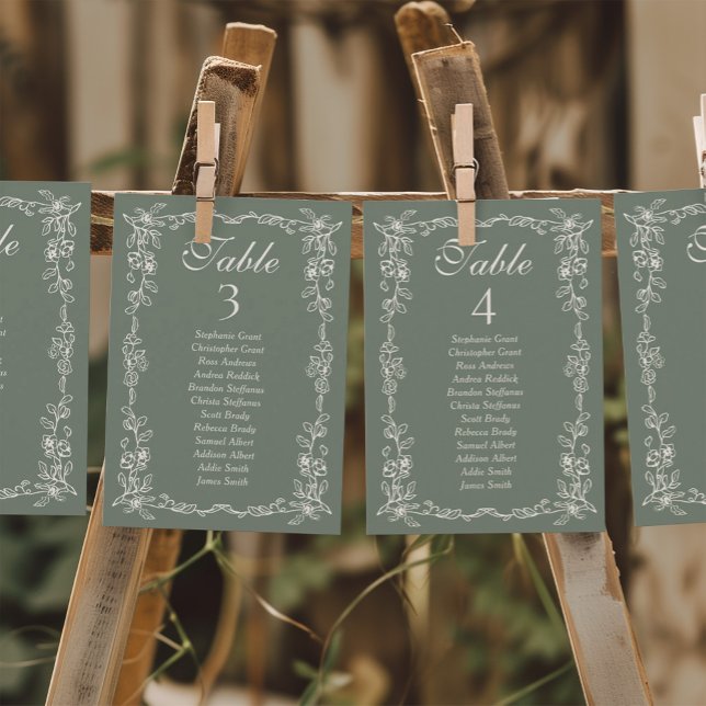 Invitación Sage Vintage Wedding Seating Chart Sign Cards (Subido por el creador)