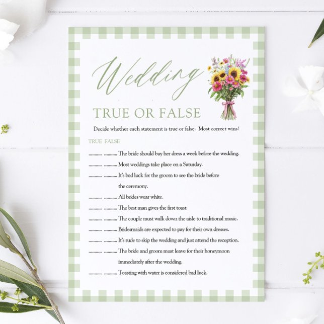 Invitación Sage Wedding True or False Bridal Shower Game (Sage Wedding True or False Bridal Shower Game)