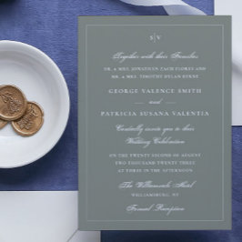 Invitación Sage White Framed Elegante sitio web de Boda de Mo