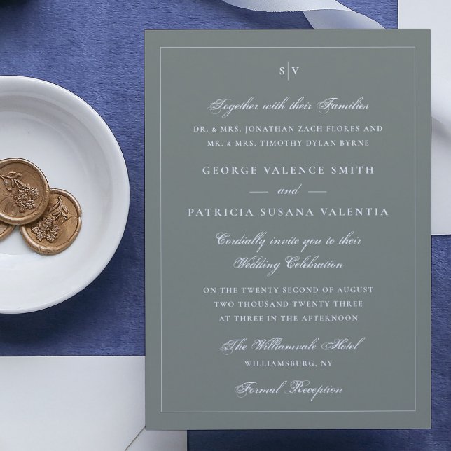 Invitación Sage White Framed Elegante sitio web de Boda de Mo (Subido por el creador)