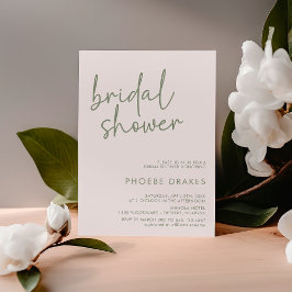 Invitación Sage & White Minimalista Script Shower