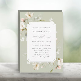 Invitación Sage White Rubor Elegant Boda Floral