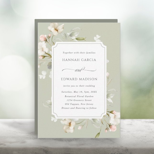 Invitación Sage White Rubor Elegant Boda Floral (Subido por el creador)