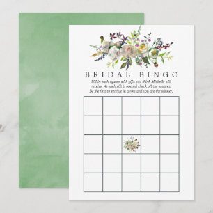 Invitación Sage & White Watercolor Floral Bridal Shower Bingo