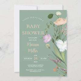 Invitación Sage Wildflower Baby Shower