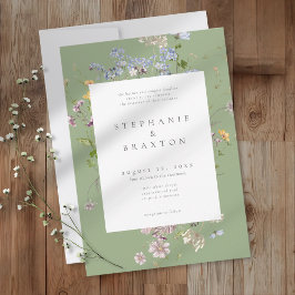 Invitación Sage Wildflower Garden Elegant Wedding
