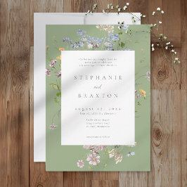 Invitación Sage Wildflower Garden Elegant Wedding
