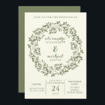 Invitación Sage y Ivory Rustic Botanath Wreath Boda<br><div class="desc">Este moderno diseño rústico cuenta con una corona botánica verde salada,  sobre un fondo de marfil. La parte trasera de la invitación también es sabia. Personalice fácilmente la información de su boda para que tenga un aspecto moderno y personalizado.</div>