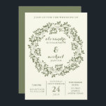 Invitación Sage y Ivory Rustic Botanath Wreath Boda<br><div class="desc">Este moderno diseño rústico cuenta con una corona botánica verde salada,  sobre un fondo de marfil. La parte trasera de la invitación también es sabia. Personalice fácilmente la información de su boda para que tenga un aspecto moderno y personalizado.</div>