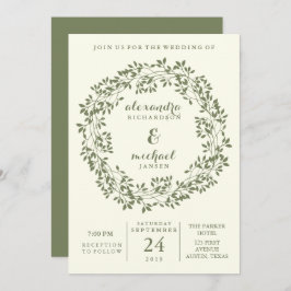 Invitación Sage y Ivory Rustic Botanath Wreath Boda