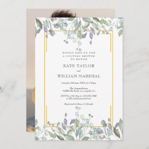 Invitación Sage y Lilac Boda Floral Parejas Ducha Foto