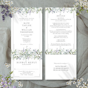Invitación Sage Y Lilac Floral Todo En Un Boda