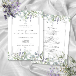 Invitación Sage Y Lilac Floral Todo En Un Boda