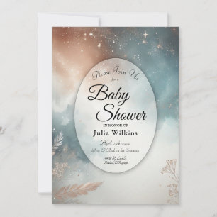 Invitación Sage y Terracotta Stardust Skies Baby Shower