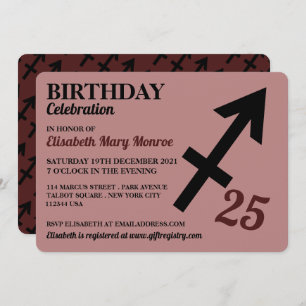 Invitación Sagitario, Archer, cumpleaños del Rótulo de la