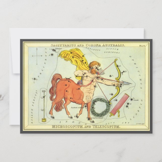 Invitación Sagittarius, el espejo de la constelación vintage  (Anverso)