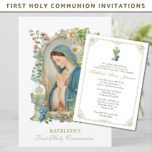 Invitación Sagrada Comunión Católica Eucaristía María Bendita