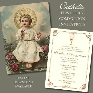 Invitación Sagrada Comunión Católica Jesús Rosas