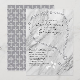 Invitación Sagrada Comunión de las cuentas de Rosario Platead