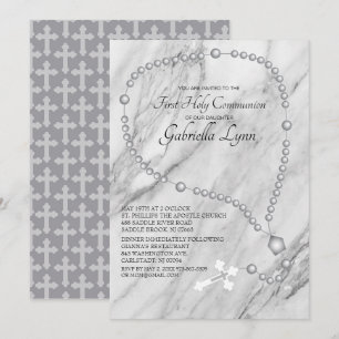 Invitación Sagrada Comunión de las cuentas de Rosario Platead