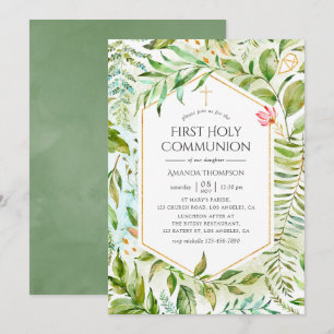 Invitación Sagrada Comunión de Vegetación Cristalina Geométri