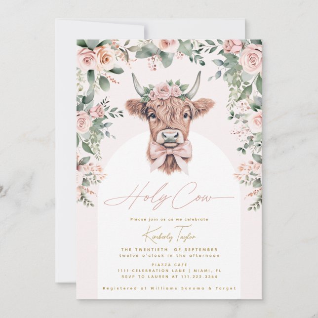 Invitación Sagrada Vaca Vaca de las Tierras Altas Boho Desped (Anverso)
