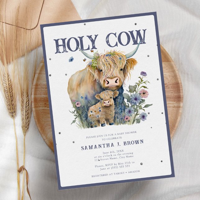 Invitación Sagrado Baby Shower elegante de vaca de la vaca de (Subido por el creador)