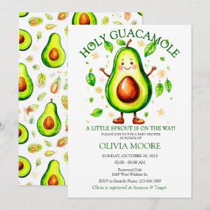 Invitación Sagrado Guacamole Fiesta Tema niño o Chica rociar
