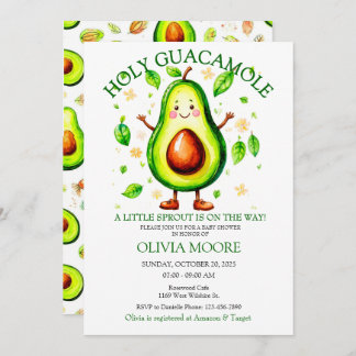 Invitación Sagrado Guacamole Fiesta Tema niño o Chica rociar
