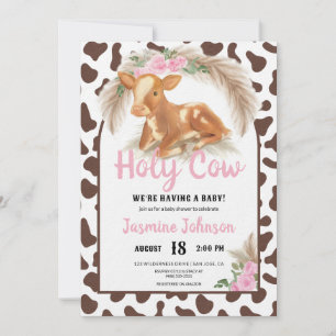 Invitación Sagrado País Rústico Vaca Floral Calf Baby Shower