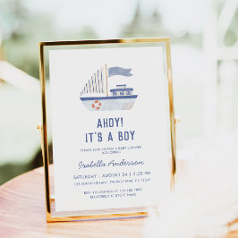 Invitación ¡Sailboat Ahoy! Es un Baby Shower de chico