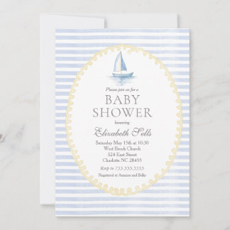 Invitación Sailboat Baby Shower Invitation, Boy baby shower