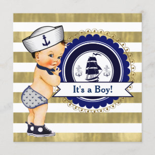 Invitación Sailor Boy Nautical Baby Shower