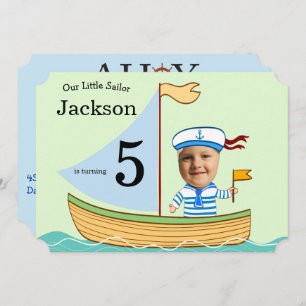 Invitación Sailor Boys 5º cumpleaños