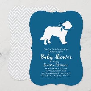 Invitación Saint Bernard Dog Baby Shower Boy Blue