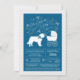 Invitación Saint Bernard Dog Baby Shower Boy Blue
