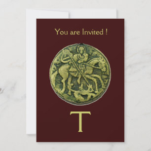 Invitación SAINT GEORGE Y DRAGON MEDALLION MONOGRAM, marrón