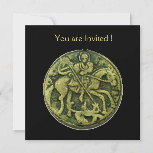 Invitación SAINT GEORGE Y DRAGON MEDALLION , negro (Anverso)