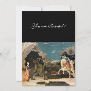 Invitación SAINT GEORGE Y EL DRAGÓN, marrón, azul rojo negro