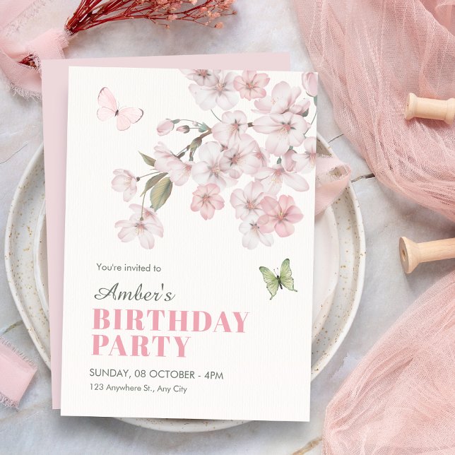 Invitación Sakura flowers bloom birthday (Subido por el creador)