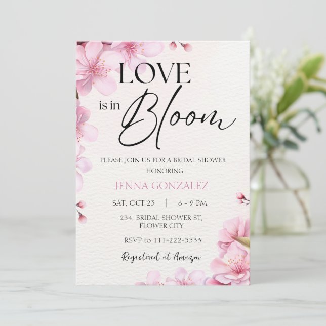 Invitación Sakura Love Bloom Cherry Blossom Bridal Shower (Anverso de pie)