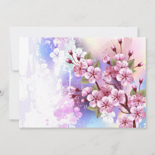Invitación Sakura rosa sobre fondo de pintura