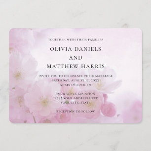 Invitación Sakura rosada de primavera, flor de cerezo. Boda f